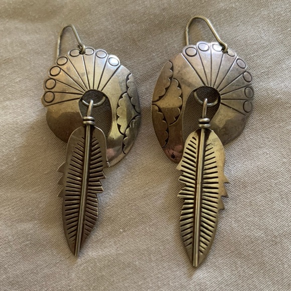 Earrings silver leaf 925 feather chips silver sterling earrings Jewelry